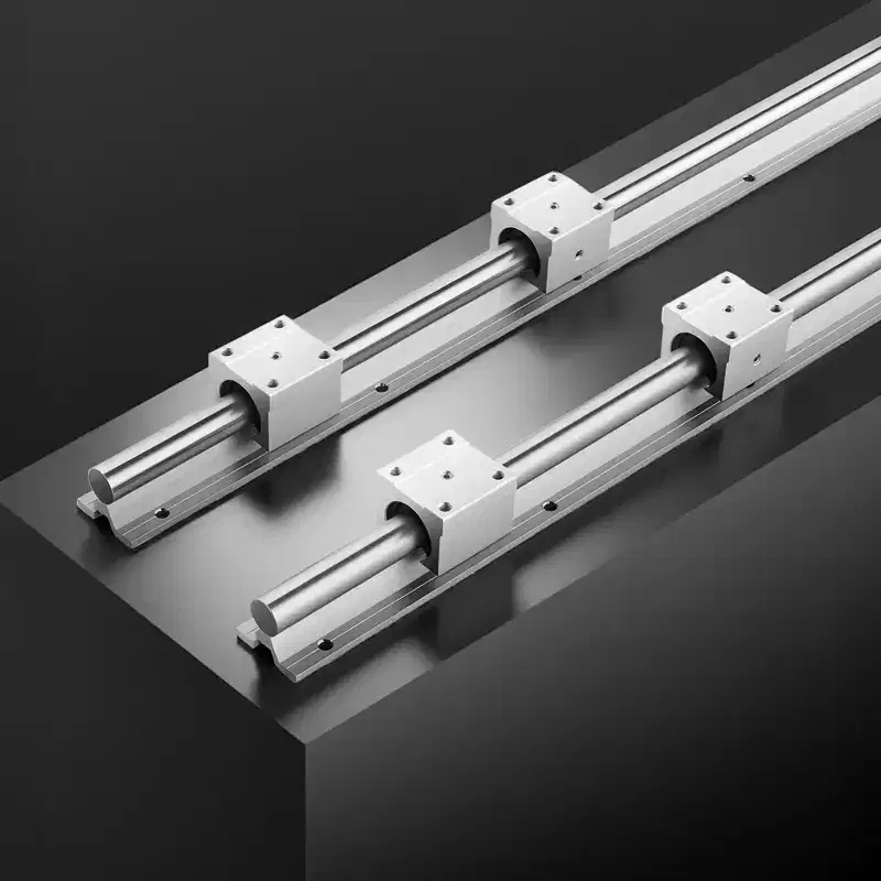 VEVOR Linear Rail Kit, SBR25, 2Pcs 1200 mm (47.24 inch) Linear Motion Guide Rails and 4Pcs Bearing Slide Blocks, Fully Supported Shaft, Silver