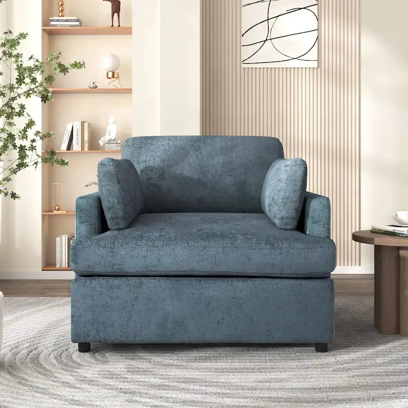 37 Accent Chair with Plastic Legs and Decorative Pillows