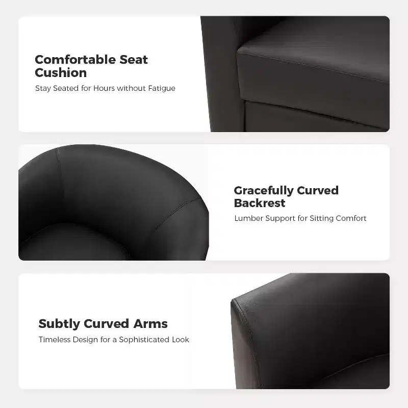 Set of 2 Jessie 30.5 Wide Modern Swivel Barrel Faux Leather Chair with Solid Wood Base|ART OF LIVING DESIGNS