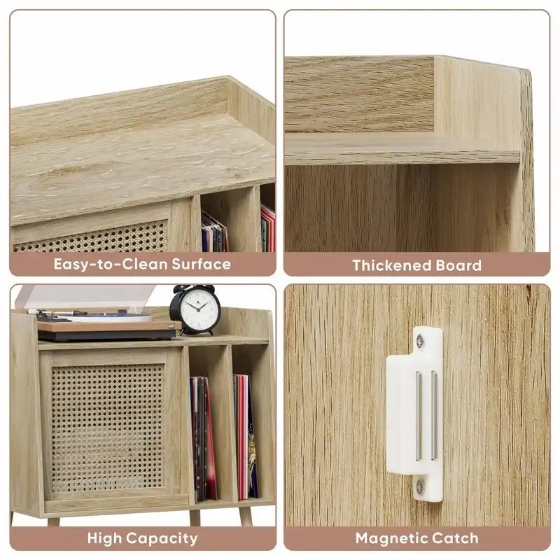 Large Record Player Stand - 15.74D x 25.98W x 25.19H