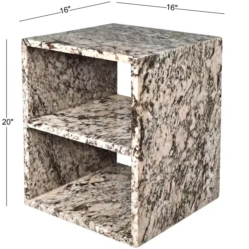 JONATHAN Y Sloane 20 Modern Natural Marble Handmade Rectangular 2-Shelf End Table