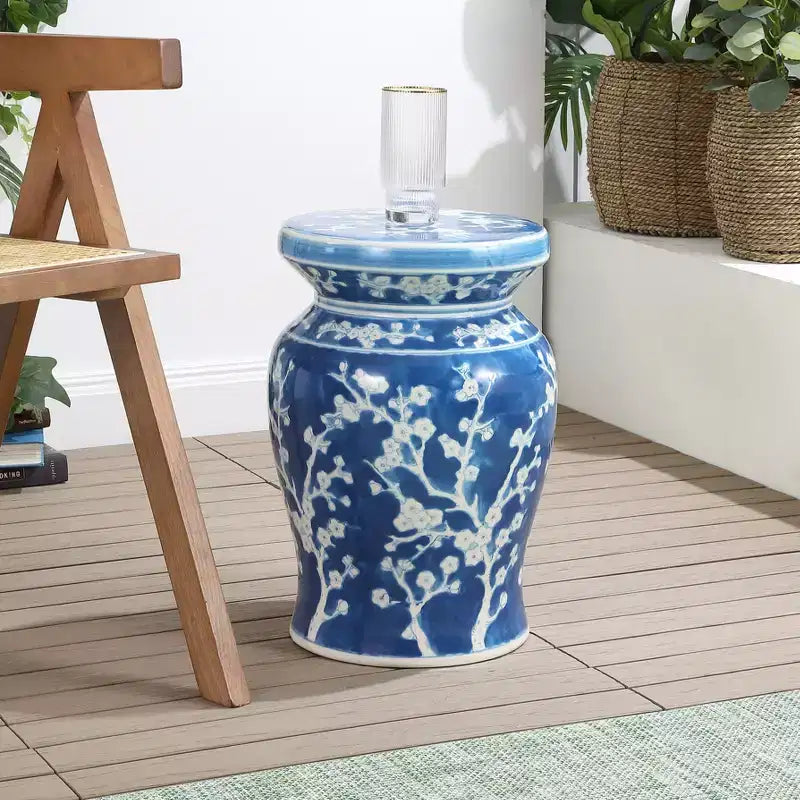 JONATHAN Y Cherry Blossom 17.75 Ceramic Garden Stool/Accent Table