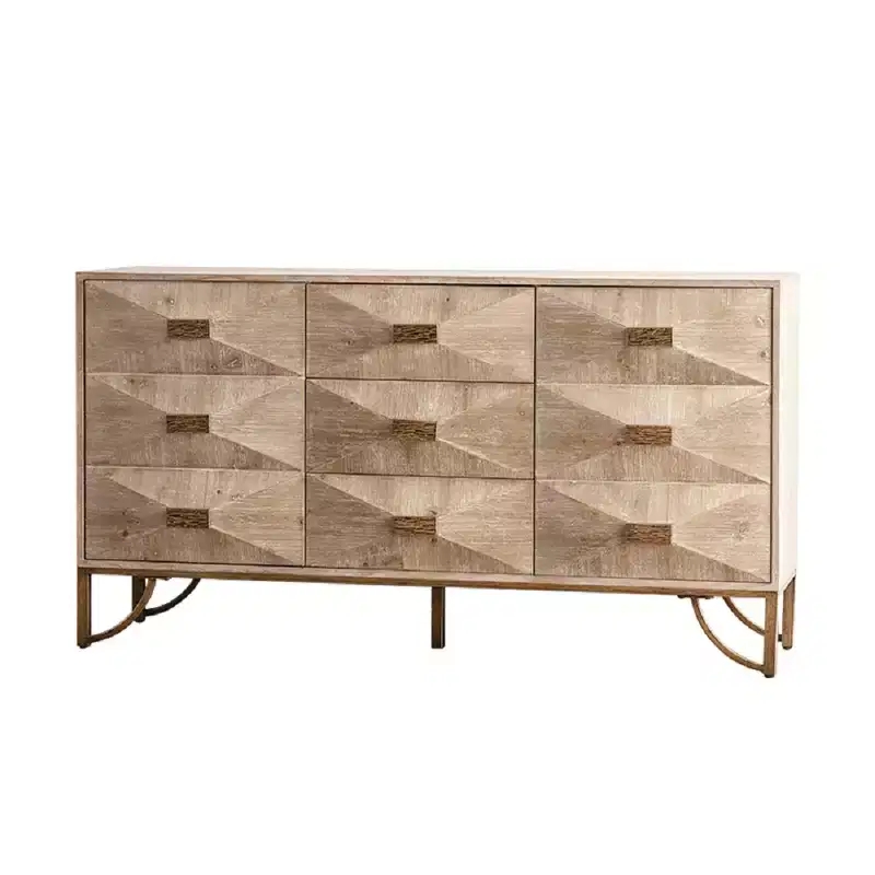 CLIHOME Modern 9 Drawers Dresser, Light Wood Chests of Drawers, TV Stand for Bedroom, Living Room, Hallway