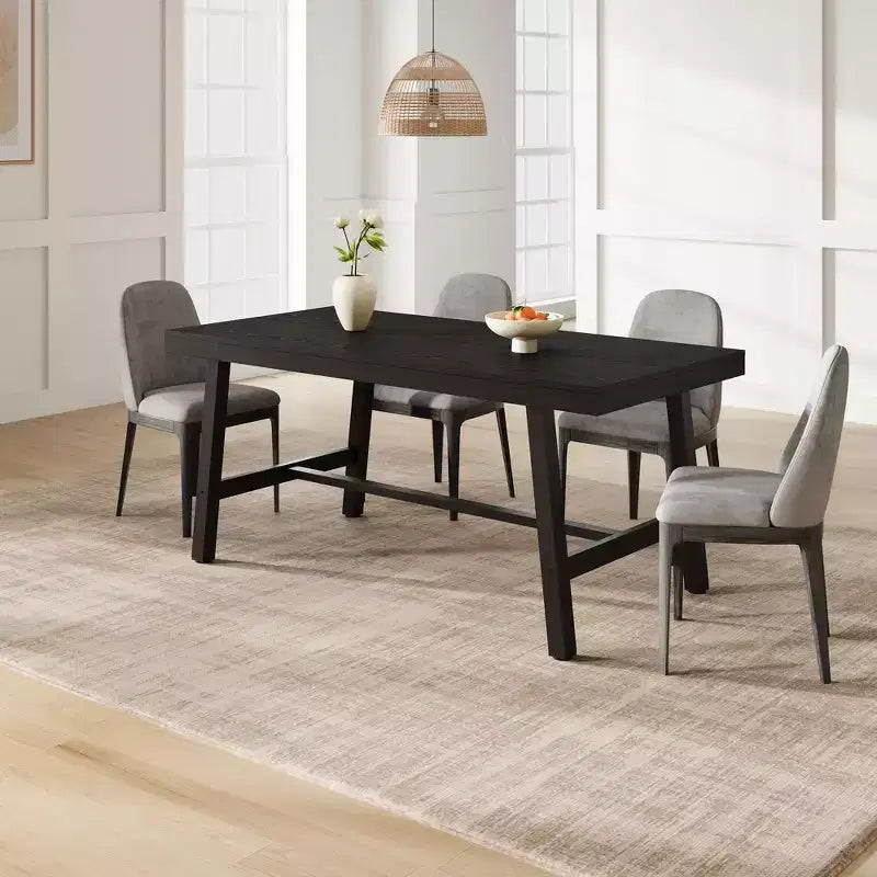 Acekool Industrial Dining Table, Rectangular Kitchen & Dining Room Table for 4-6, Rustic Wood and Metal Design