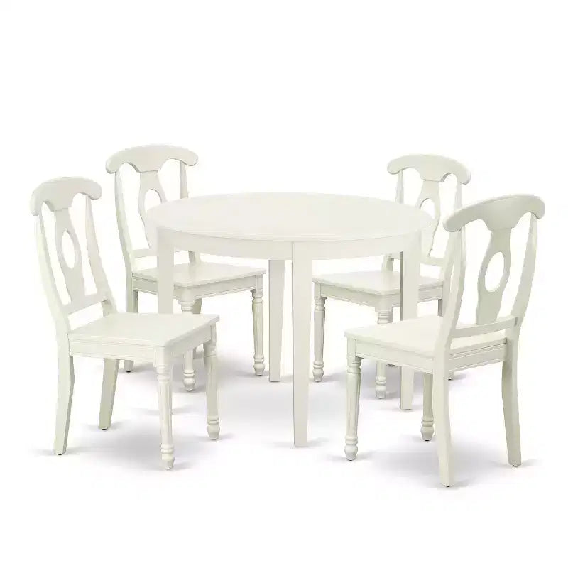 Round Patio Table Set 42 Inch Outdoor Dining Table with 4 Chairs Beachy Design