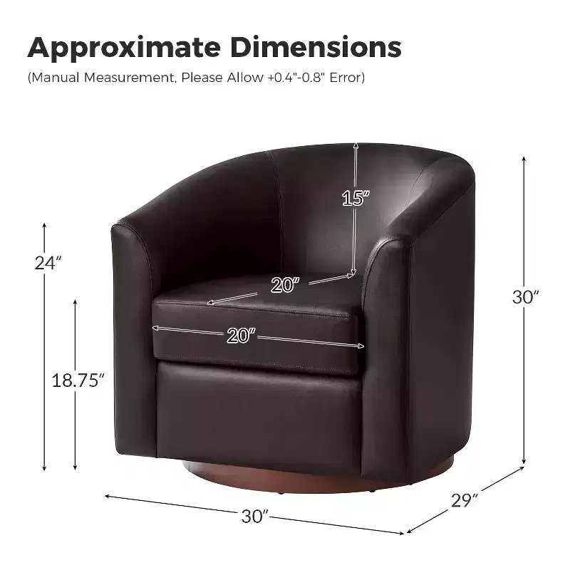 Set of 2 Jessie 30.5 Wide Modern Swivel Barrel Faux Leather Chair with Solid Wood Base|ART OF LIVING DESIGNS