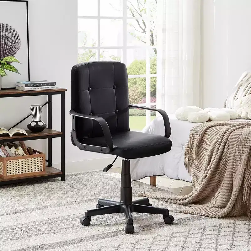 VECELO Home Office Desk Chair with Armrests, Mid Back Adjustable Height
