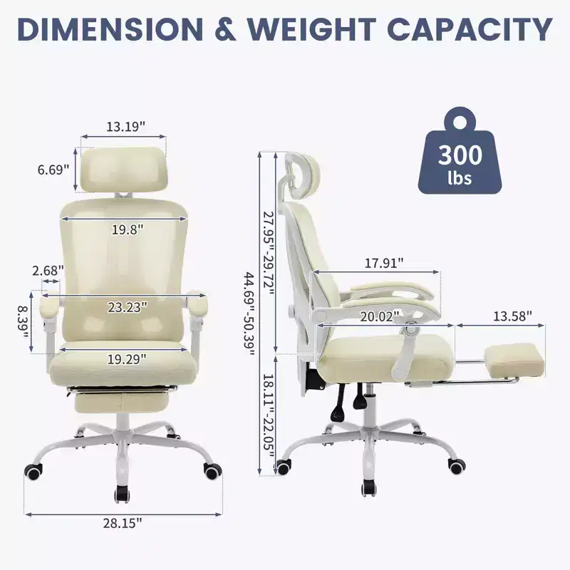 High-Back Mesh Office Computer Desk Chair with Wheels, Comfortable Lumbar Support and Comfy Arms for Home, Bedroom, Study