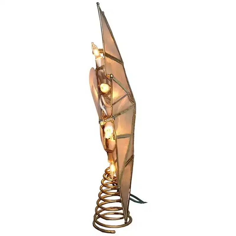 Kurt Adler 10-Light 8-Point Capiz Star Treetop, Gold & White, 9.5