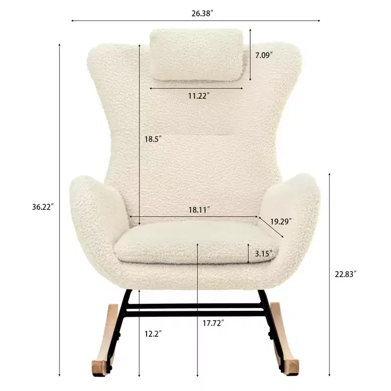 Teddy Tufted Rocking Chair with Rubber Legs - ModernLuxe