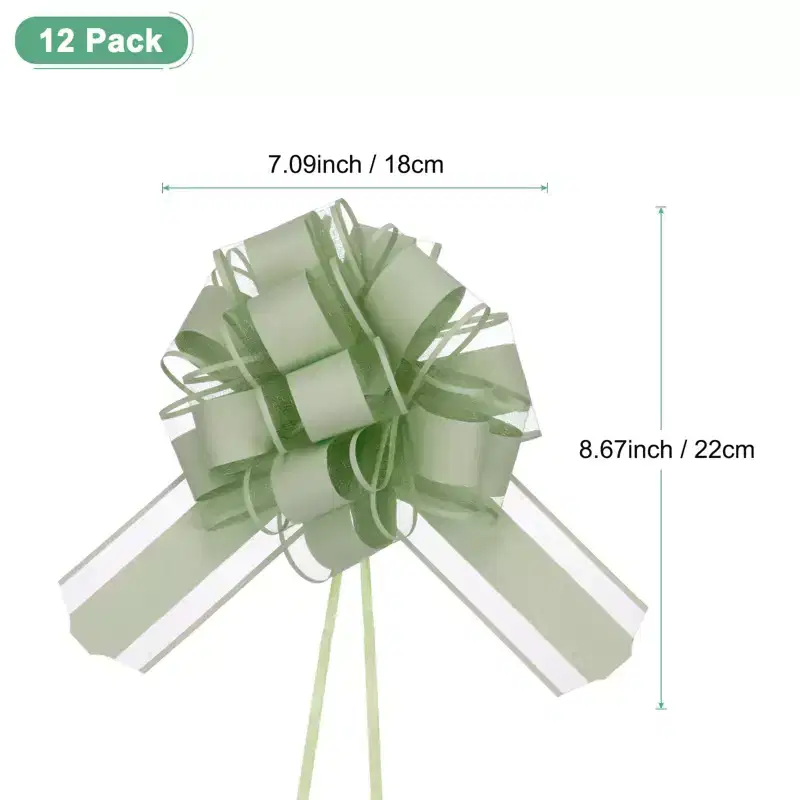 Unique Bargains Plastic Flower Ribbon Satin Gift Bow Pull Bows 12 Pcs