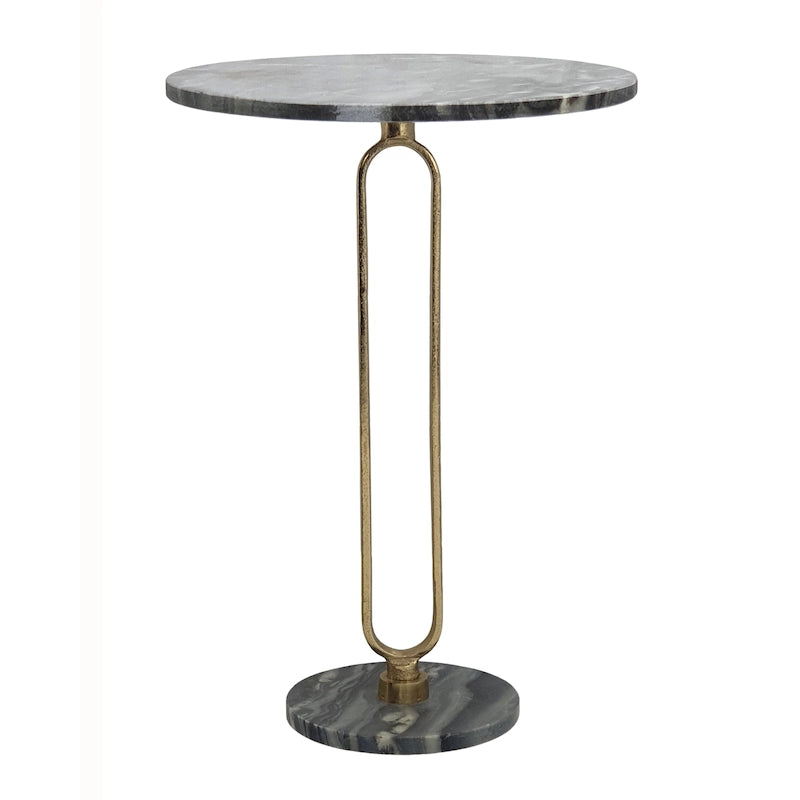 Oval White Marble Side Table with Gold Aluminum Base