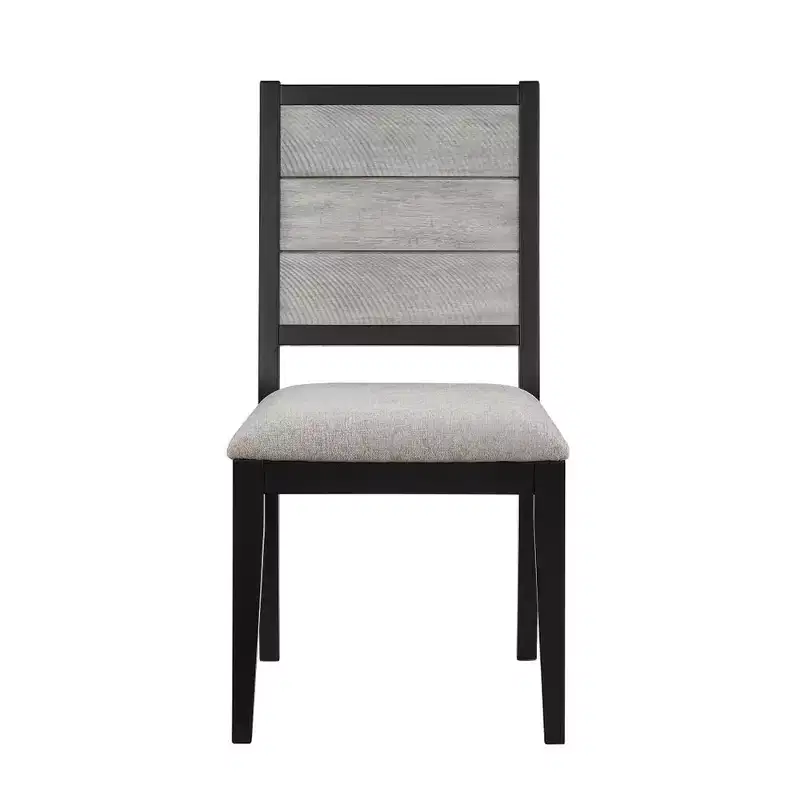 Simple Relax Set of 2 Fabric Upholstered Dining Side Chairs in Dove Grey and Black