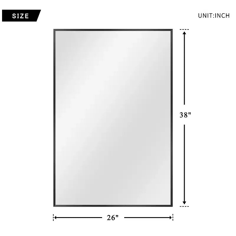 Dovelina Metal Framed Rectangle Mirror Decorative Wall Mirror - 38x24, Black