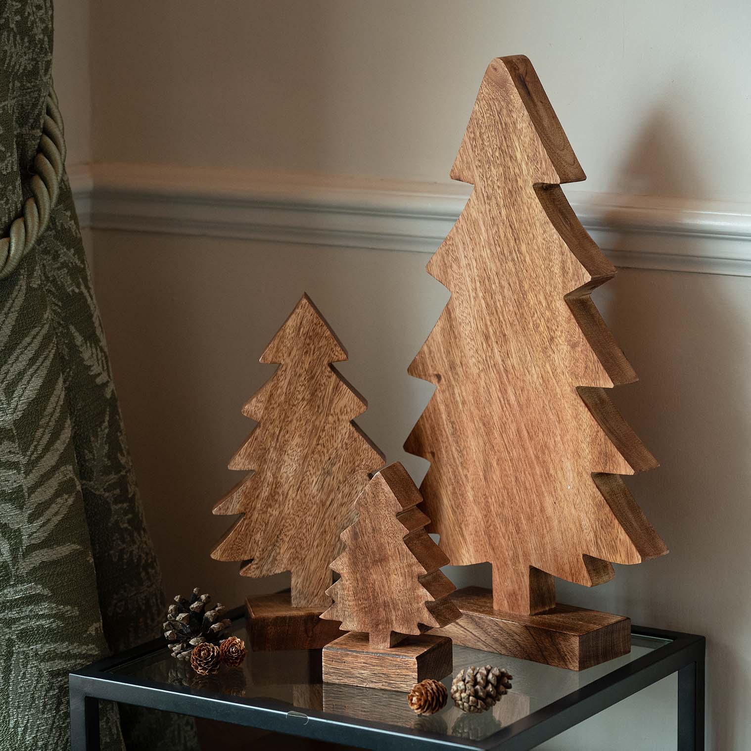 Carved Mango Wood Christmas Tree, Large