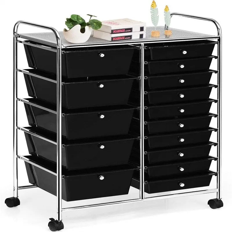 15 Drawer Rolling Storage Cart with Lockable Wheels
