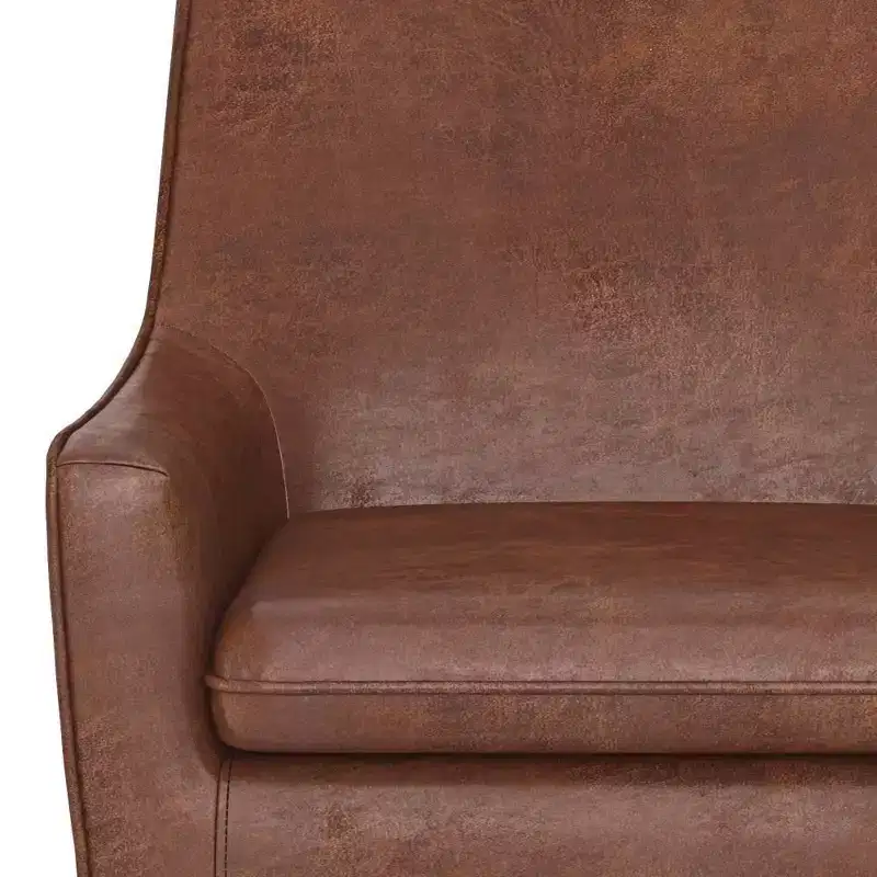 Warnock Accent Chair Distressed Saddle Brown - WyndenHall: Faux Leather, Rubberwood Legs