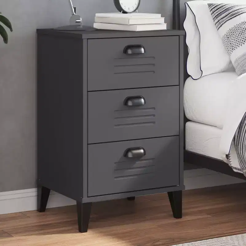 vidaXL Bedside Cabinet Accent End Table Bedroom Furniture Engineered Wood - White Anthracite Gray