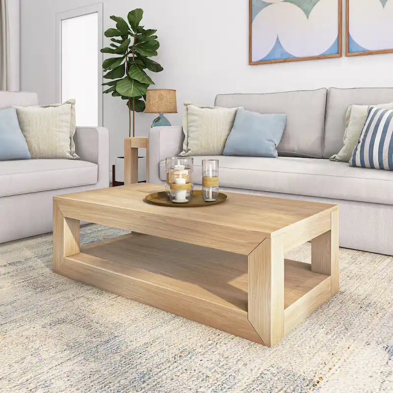 Modern Rectangular Coffee Table with Shelf
