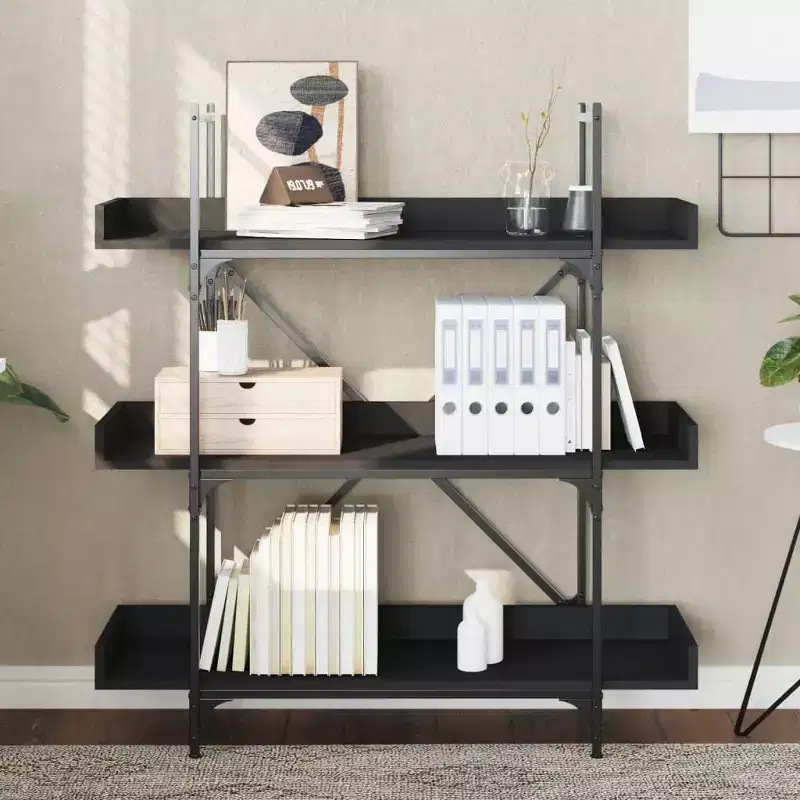 vidaXL Bookcase Brown oak Engineered wood and metal 39.4 x 13.0 x 42.7 in