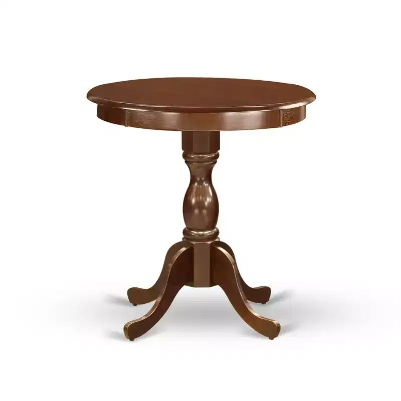 HomeStock Round Wood Dining Table Set Mahogany Finish