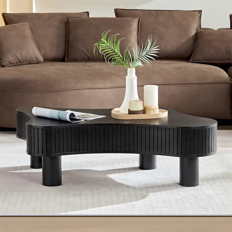 42.52 Inch Modern Wooden Drum Coffee Table