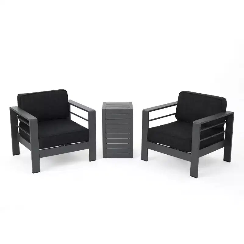 Christopher Knight Home Cape Coral 3pc Aluminum Chat Set Gray/Dark Gray