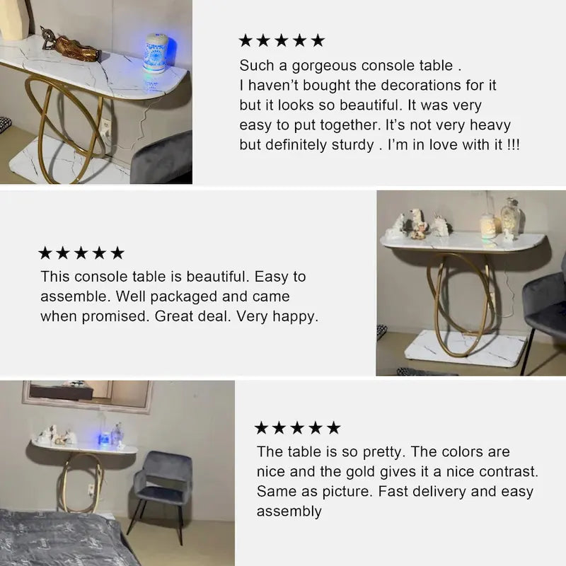 43.3 Inches Console Table with Geometric Base Modern Sofa Table for Entryway Living Room