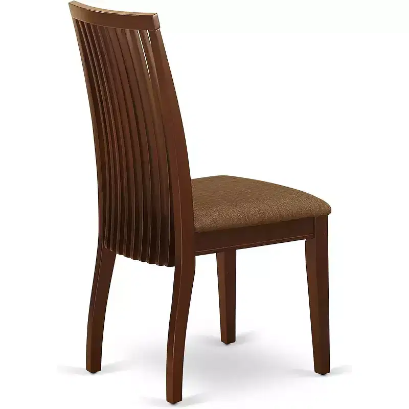 Ipswich Dining Room Chairs Linen Fabric Solid Wood Chairs of 2 Mahogany