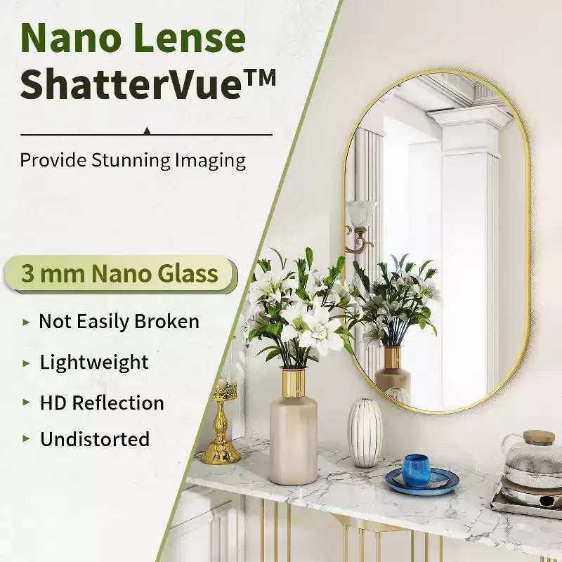 HOMLUX 20x36/22x38 Oval Pill Mirror Wall Mount Full Length Bathroom Mirror Horizontal Vertical