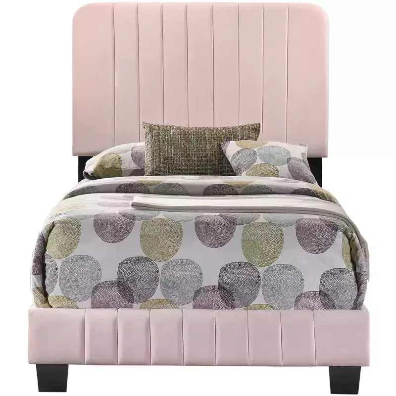 Passion Furniture Lodi Velvet UpholsteChannel Tufted Twin Panel Bed
