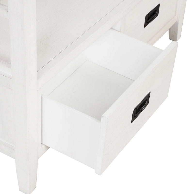36 in. Farmhouse Pine Wood Console Table with 4 Drawers and Open Shelf
