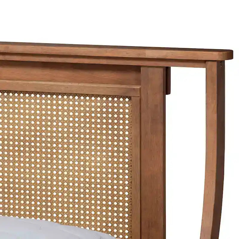 Modern Transitional Synthetic Rattan Platform Bed - Walnut Brown