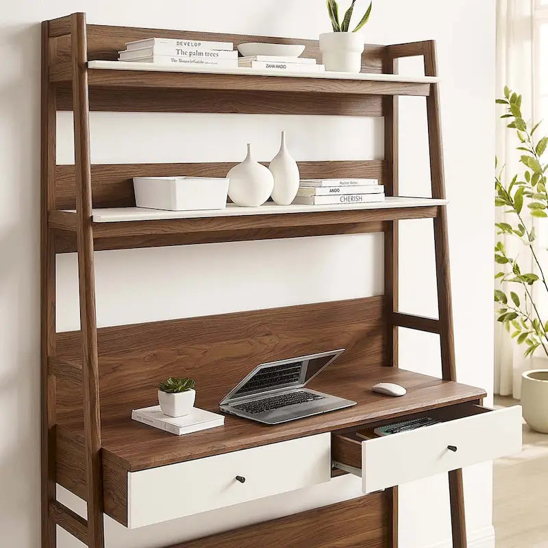 Office Desk with Bookshelf and Storage Drawers