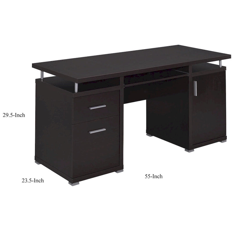 Computer Desk with Drawers, Cabinet & Keyboard Tray