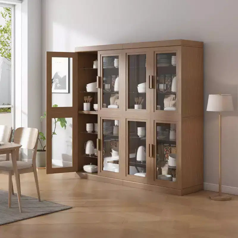 Wood Accent Cabinet with Glass Doors & Adjustable Shelves �C Large 62