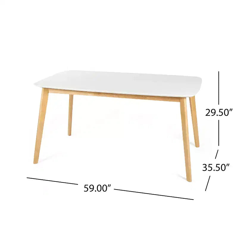 Small Space Dining Set for 4, 5 Pieces Rectangular Solid Wood Table Set with 4 Upholstered Chairs for Kitchen