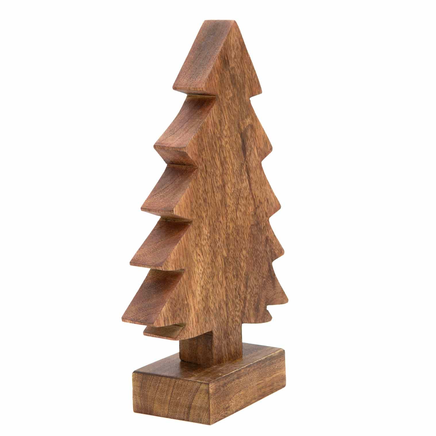 Carved Mango Wood Christmas Tree, Medium