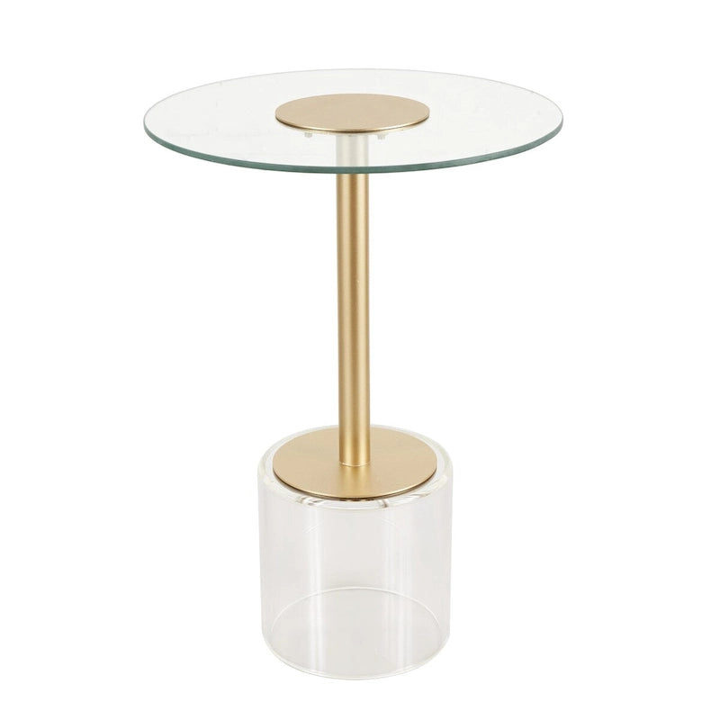 Acrylic Plastic Side End Accent Table with Elevated Base and Gold Stand - Clear - Roche River Decor