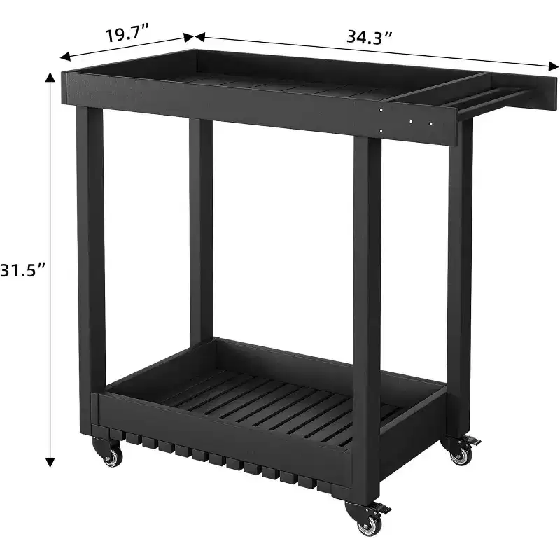 2-Shelf Rolling Utility Cart with Wheels – 500 lbs Capacity