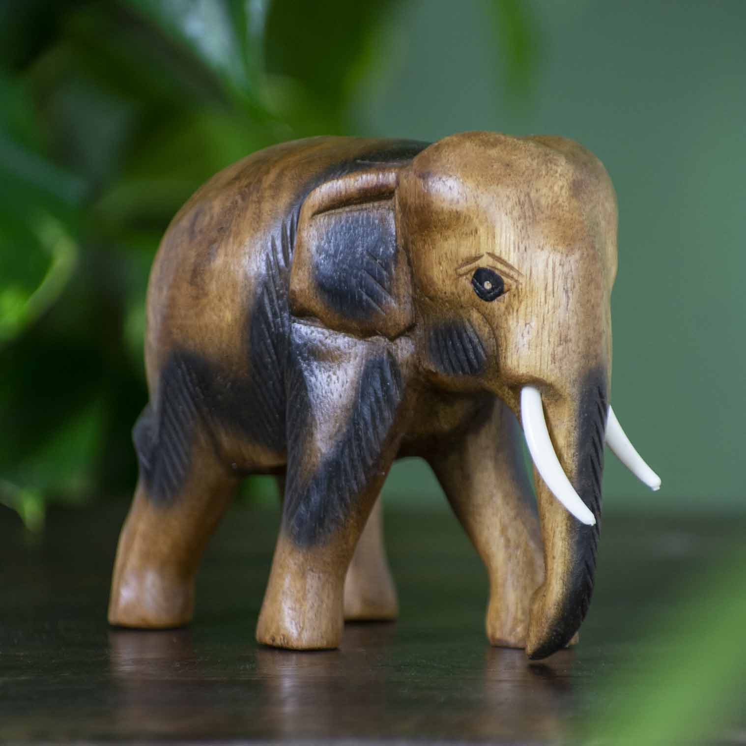 Carved Raintree Elephant, Medium