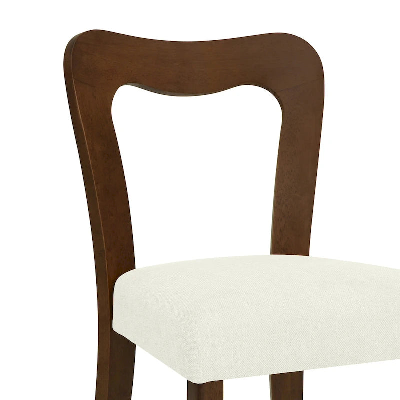 Modern Upholstered Dining Chair Set of 2 with Open-Back Design