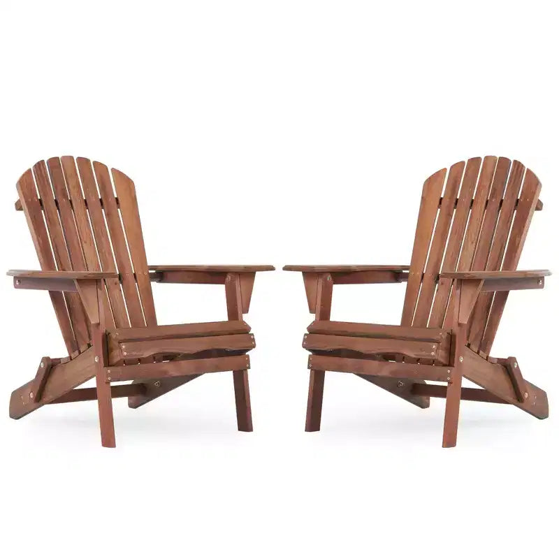 Okak Outdoor Adirondack Chair with Wooden Frame Set of 2, Foldable Outdoor Chair with FIxed Arms, Porch Chairs for Garden, Lawn, Backyard