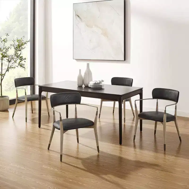 HOMLUX Set of 2 Upholstered Accent Dining Chairs Arm Rest Curved Backrest