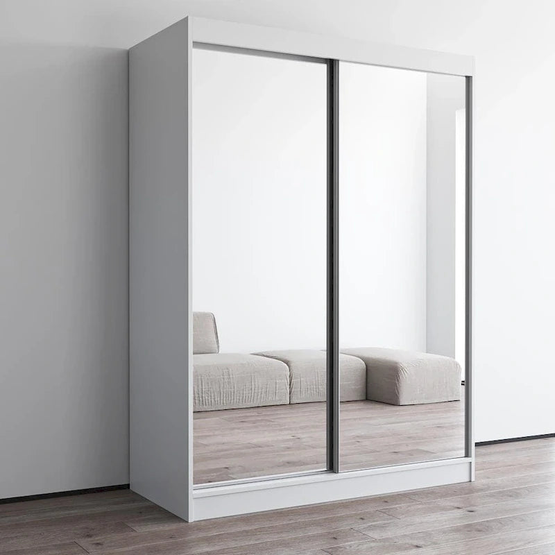 Mirrored 2-Door Wardrobe Armoire with High-Gloss Finish | 47