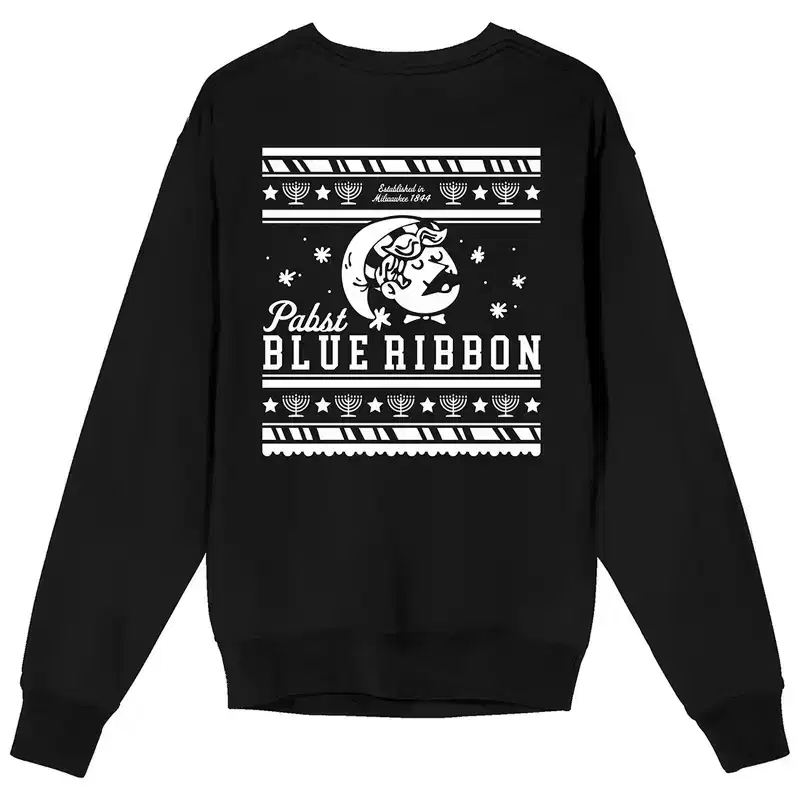 Pabst Blue Ribbon Holiday Special Edition Men's Black Crew Neck Sweatshirt