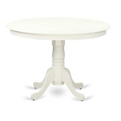 HomeStock 5-Piece Round Linen White Finish Solid Wood Top Dining table with 4 Chairs with Slat Back