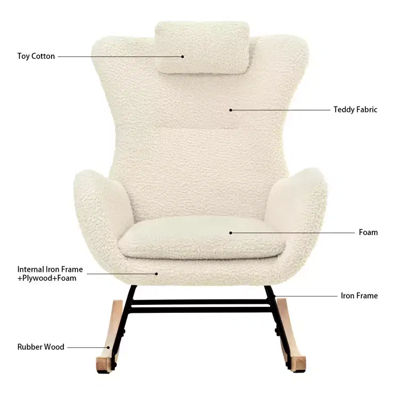 Teddy Tufted Rocking Chair with Rubber Legs - ModernLuxe