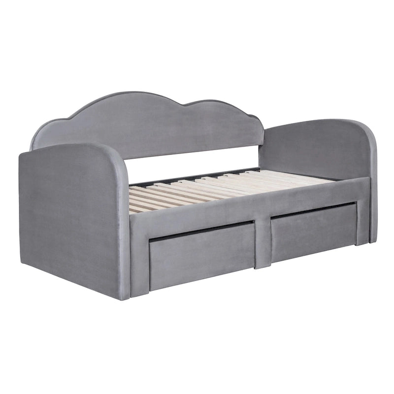 Twin Cloud Velvet Daybed with Trundle and Drawers