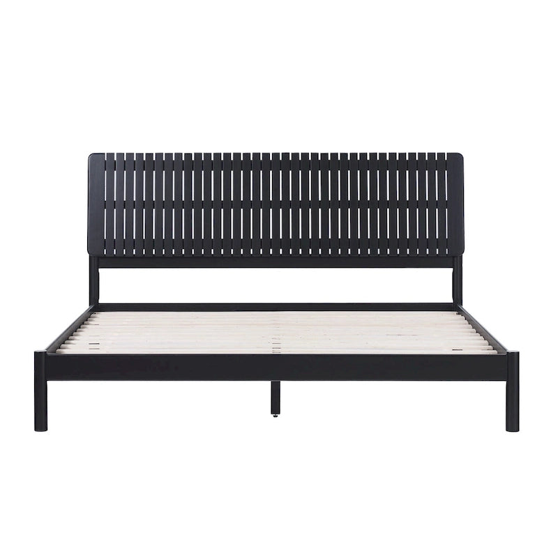 Slatted Headboard Modern King Platform Bed Frame - Wood Slat Support, No Box Spring Needed